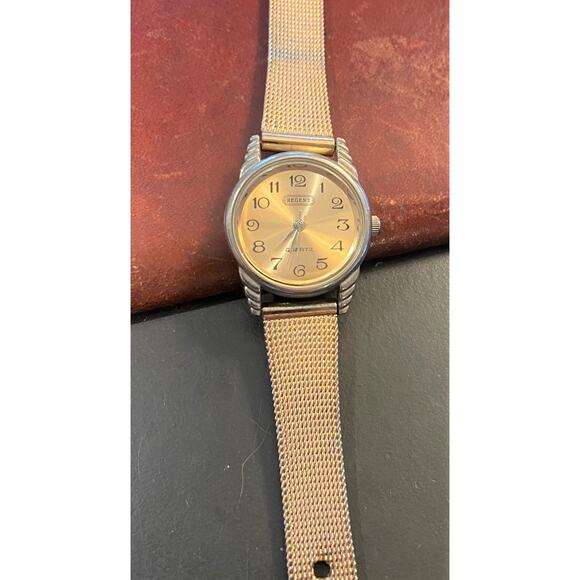 Regent Quartz Gold Tone Watch with Mesh Band - Picture 1 of 3